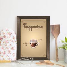 Imagem de Quadro Cozinha Café Cappuccino 33x43 Moldura Marrom