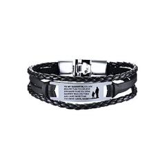 Imagem de COMTRUDE Pulseiras To My Daughter, Pulseira Inspiradora de Couro de Aço Inoxidável, Pulseira Filha da Mom and Daddy, Melhor Presente (Marrom e Preto)