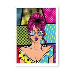 Imagem de Arte Maníacos Quadro Decorativo PWR GRL Pop Art - 23x16,25cm (Moldura caixa em laca )