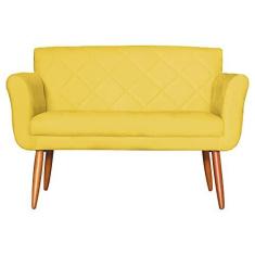 Imagem de Namoradeira Decorativa Isabela Pés Palito Suede Amarelo - DS Estofados