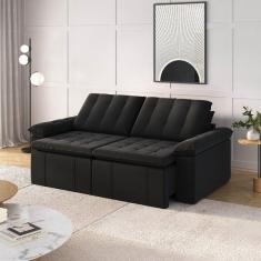 Imagem de Sof  Cama Retr til E Reclin vel 4 Lugares 240cm Veludo Palmei