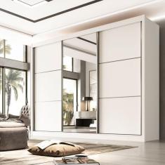 Imagem de Guarda Roupa Casal 3 Portas 6 Gavetas 100% MDF Miami D Doro Moveis Branco