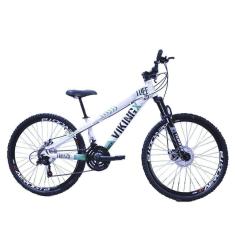 Imagem de Bicicleta Viking Aro 26 Câmbios Importados 21v Aero Branco Verde