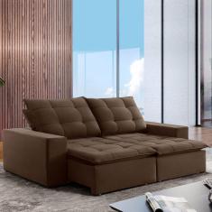 Imagem de Sofá 4 Lugares Paris Retrátil e Reclinável Super Pilow 230cm Marrom - Celflex