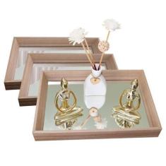 Imagem de Kit 3 Bandejas Espelhada Para Organizar Maquiagens Joias Perfumes Quar