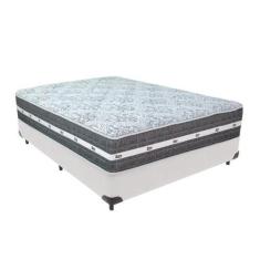 Imagem de Cama Box Branco e Colchão Black Graphite Molas Ensacadas Casal 138x188