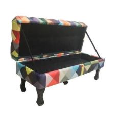 Imagem de Recamier Baú Luis Xv Capitonê Retrô 160cm Suede Triângulo Pés Madeira