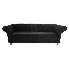 Imagem de Sofá Chesterfield Conde Del 2,30m Suede Preto / decoração , Sala , Rec