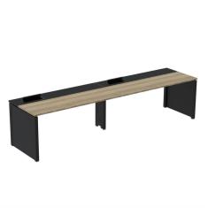Imagem de Mesa de Plataforma Simples para 2 Pessoas Corporativa 110x792/2p Pscpp110/792/2p Noce Naturalle/Preto