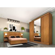 Imagem de Guarda Roupa Casal Com Espelho 3 Portas 4 Gavetas - Dacar-Cinamomo - T