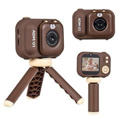 Imagem de Câmera digital infantil 1080p mini câmera de vídeo para crianças 48mp tela ips de 2,4 polegadas bateria embutida com 32gb cartão de memória e leitor de cartão e desktop tripé aniversário presente de