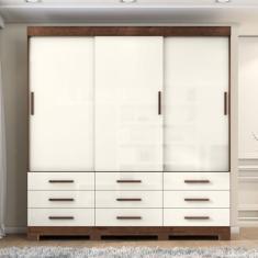 Imagem de Guarda-roupa Mdp 3 Portas 9 Gavetas Ideale Max Jacaranda/Off White