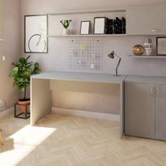 Imagem de Mesa para Escritório 160cmx60cm 25mm Bramov Móveis Cinza Cristal