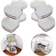 Imagem de Armário de canto Armário de cozinha Retrofit extraível, organizador de unidade de prateleira extraível Cesta de puxar disco voador de canto, para gabinete de 900-1000 mm (aberto à direita),