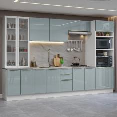 Imagem de Armário De Cozinha Completa 340cm Branco/cinza Lux Madesa 02 Branco/cinza