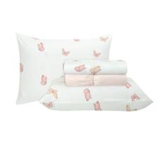 Imagem de Jogo De Cama Casal Sultan 180F Sonhare Prata Borboleta 4 Pçs