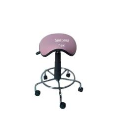 Imagem de Cadeira sela estética s/ encosto c/ regulagem de altura , dentista, tatuador, manicure - base cromada corano rosa claro