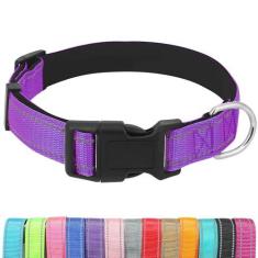 Imagem de Coleiras ajustáveis para cães extra grandes, coleira resistente à prova d'água com fivela de liberação rápida, coleira de nylon refletiva para meninas meninos e mulheres com neoprene macio acolchoado,