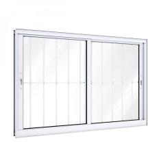 Imagem de Janela de Alumínio de Correr 100x150cm 2 Folhas com Grade Lucasa Alumínios Branco