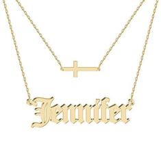 Imagem de Colar com nome de prata esterlina UmagiCBOX banhado a ouro 18 K, colar com placa de nome personalizado, presente de amizade para mulheres