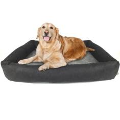 Imagem de Cama Para Cachorro Grande 100x87 Cm + CAPA EXTRA - ESCOLHA A COR - 100% Lavável e Resistente - Pet Querido (Preto + Cinza)
