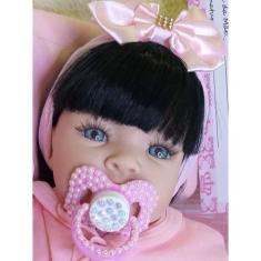 Imagem de Boneca Bebê Tipo Reborn Bebê Realista + Acessórios 14 Itens