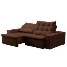 Imagem de Sofá Retrátil Reclinável Charge 3 Lugares Veludo Marrom 232cm Megasul