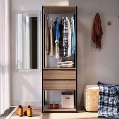 Imagem de guarda-roupa closet merlin com cabideiro 2 gv preto e montana 183x60 cm