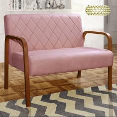 Imagem de Sofá 2 Lugares Namoradeira Lara Decoração Sala Quarto Recepção Rose