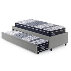 Imagem de Bicama Box Solteiro 88X188 Cinza Com Dois Colchões Gran Sleep Molas Ve