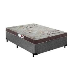 Imagem de Cama Box Casal Colchão Espuma D33 Bordado + Box Suede Cinza RC Sono Le