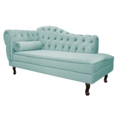 Imagem de Divã Recamier Sofá Juliana 140cm Lado Direito Suede Azul Tiffany Sala