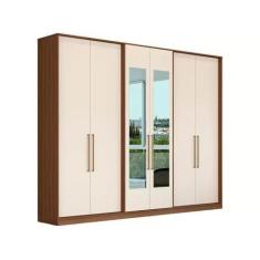 Imagem de Guarda Roupa  Herval Ph 1720 - Cor Nogueira + Off White - Com Espelho