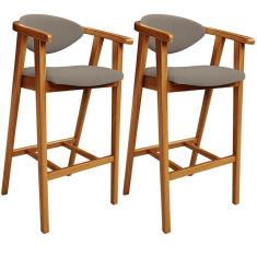 Imagem de Kit 02 Banquetas Alta Para Cozinha Bancada Bar Sala De Jantar Fixa Cecília L02 Bouclê Bege