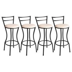 Imagem de Conjunto De 4 Banquetas Alta Home De Aço De Carbono Branco Gelo