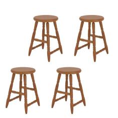 Imagem de Kit com 4 Banquetas de Maderia Bar Baixa Mel Brilho - Piratini