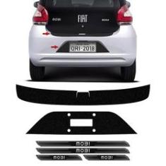 Imagem de Kit Protetor Fiat Mobi 2018 Adesivo Placa + Soleira Da Porta