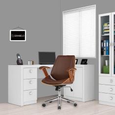 Imagem de Cadeira de Escritório Diretor Giratória com Regulagem de Altura Akon PU Sintético Marrom - Gran Belo