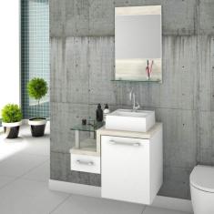 Imagem de Gabinete Para Banheiro Com Cuba Quadrada Q32 E Espelheira Legno 631W Compace /Snow