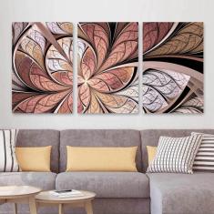 Imagem de Quadro Abstrato Borboleta Vitral Flor Rose 60X120 Em Tecido