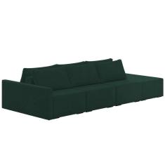 Imagem de Sofá Ilha Modular Com Puff Para Sala Living 312cm Georgia K04 Veludo Verde - Mpozenato