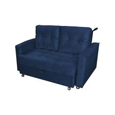 Imagem de Sofá Cama Casal Reclinável Drika - Veludo Azul marinho