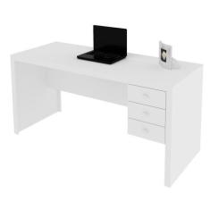 Imagem de Mesa Com 03 Gavetas Para Home Office Me4113 Branco  Tecno Mobili