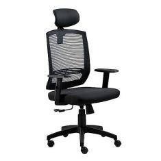 Imagem de Cadeira para Escritório Presidente Giratória Ergonômica New Opus Roal Preto Encosto em Tela