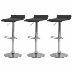 Imagem de Kit 3 Banquetas Alta Com Encosto Baixo Estofado Para Cozinha Ilha Banc