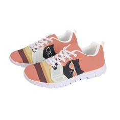 Imagem de GOSTONG Tênis de corrida feminino, de malha respirável, antiderrapante, atlético, academia, treinamento, uso ao ar livre, branco, 34-46, Gatos legais para animais, 34