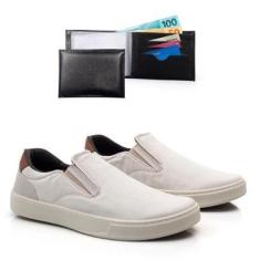 Imagem de Tênis Masculino Slip On Cadarço Conforto + Carteira Kit 2-Masculino