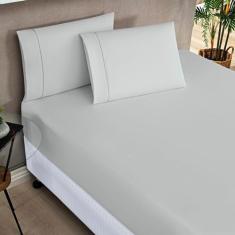 Imagem de Jogo de Lençol Casal Percale 200 Fios Ponto Palito Elegance 03 Peças -