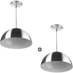 Imagem de Kit 2 Lustres Pendente Meia Lua 40Cm Alumínio Escovado