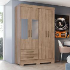 Imagem de Guarda-Roupa Solteiro Fabuloso 4 Portas 2 Gavetas Com Espelho Jequitib